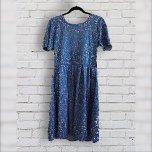 NWT! LuLaRoe Amelia fun and funky blue & pink 2x, perfect date dress